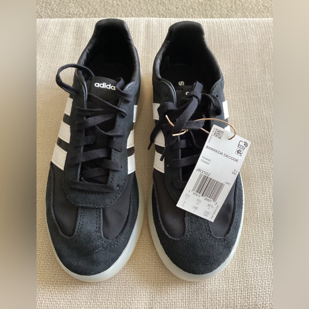 Adidas Women’s Barrera Decode Black and White Tennis Shoes